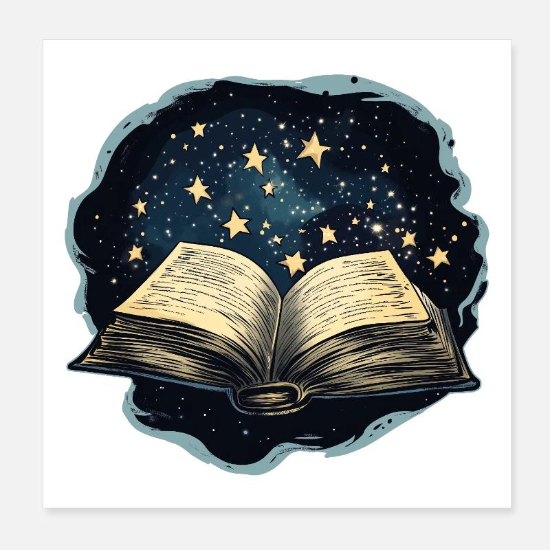 Buch mit Sternen Poster 20x20 cm