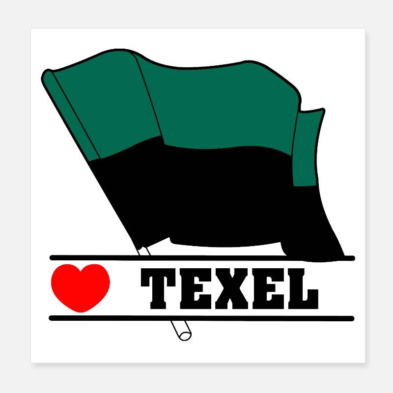 J’adore Texel – Design du drapeau de l’île Poster 20 x 20 cm
