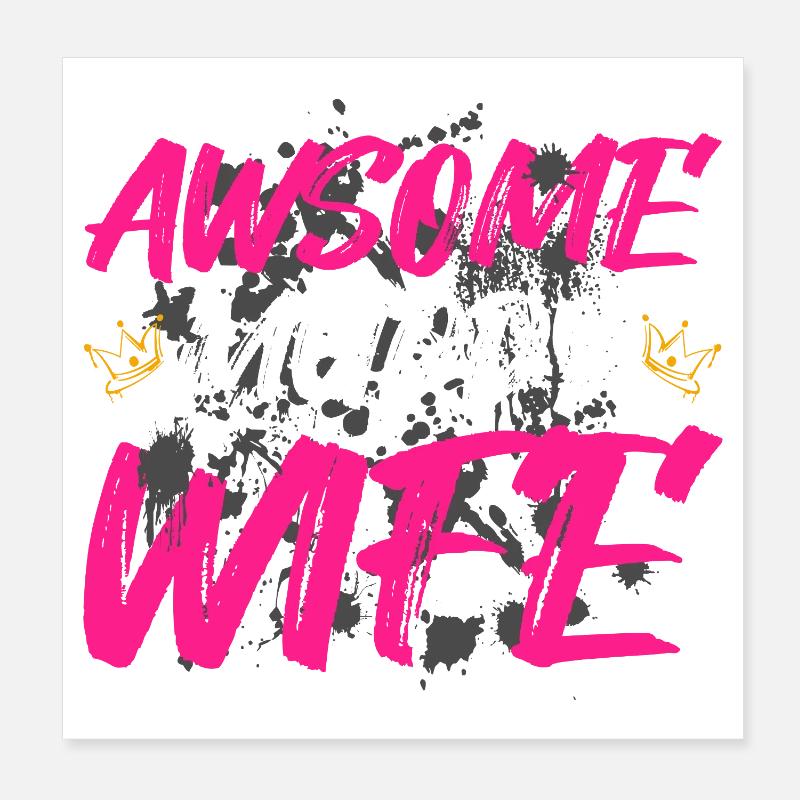 Awsome muddy wife Schlammlauf Mud Run Muddy Race Poster 20x20 cm