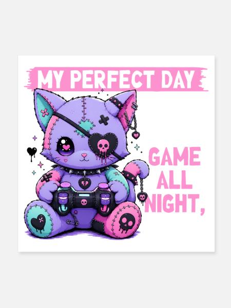 Pastel Goth Soft Goth Gaming Gamer - Poster 8" x 8" (20x20 cm) - white - Front