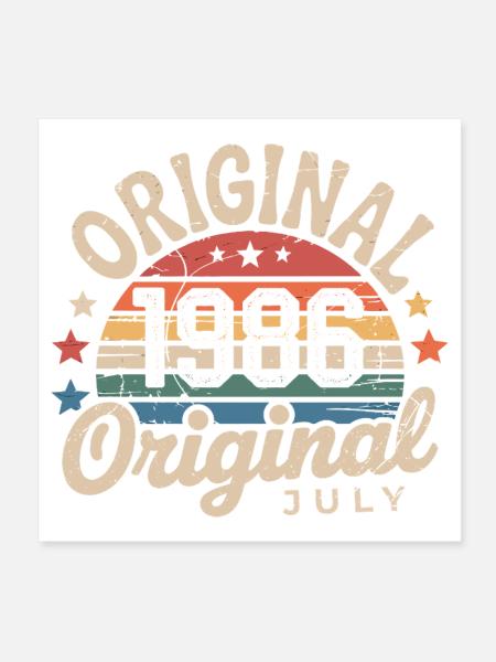 Original Juillet 1986 Anniversaire Vintage Retro - Poster 20 x 20 cm - blanc - Devant