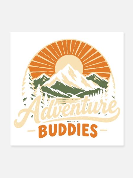 Adventure Buddies – Geocaching-Partner Geocacher - Poster 20x20 cm - Weiß - Vorne
