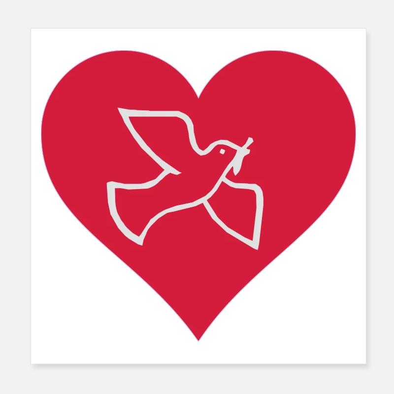 Coeur de colombes Poster 20 x 20 cm