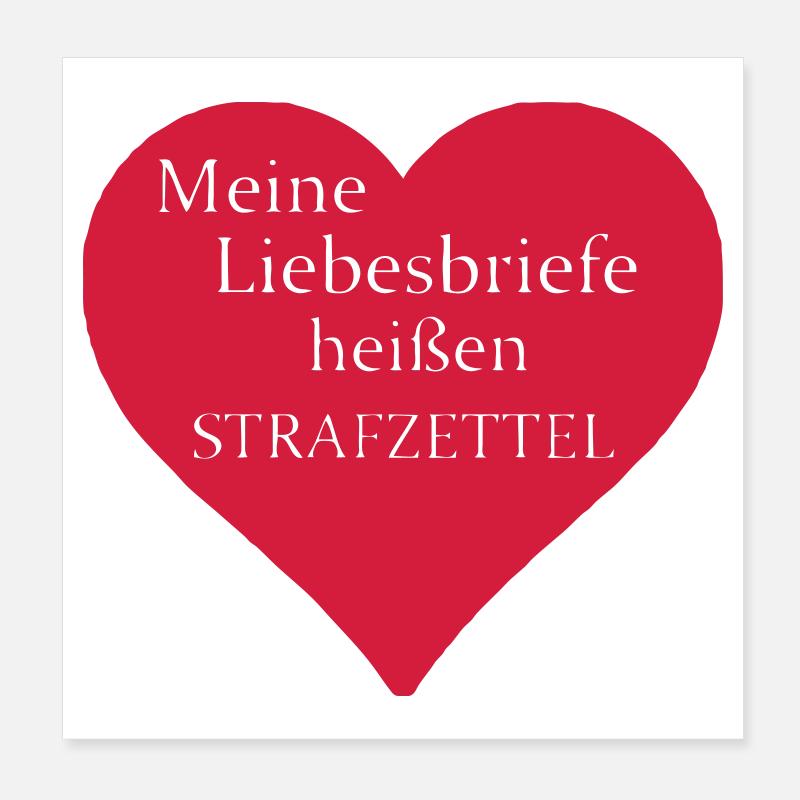 Strafzettel Liebe Spruch Geschenk Herz Polizei Poster 20x20 cm