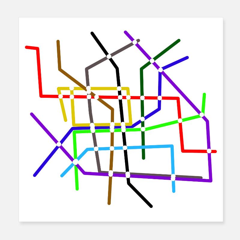 Line network Ubahn Sbahn City transport Infrastructure Poster 8" x 8" (20x20 cm)