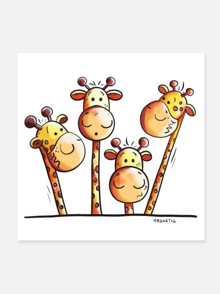 Es ist Giraffen Zeit - Poster 20x20 cm - Weiß - Vorne