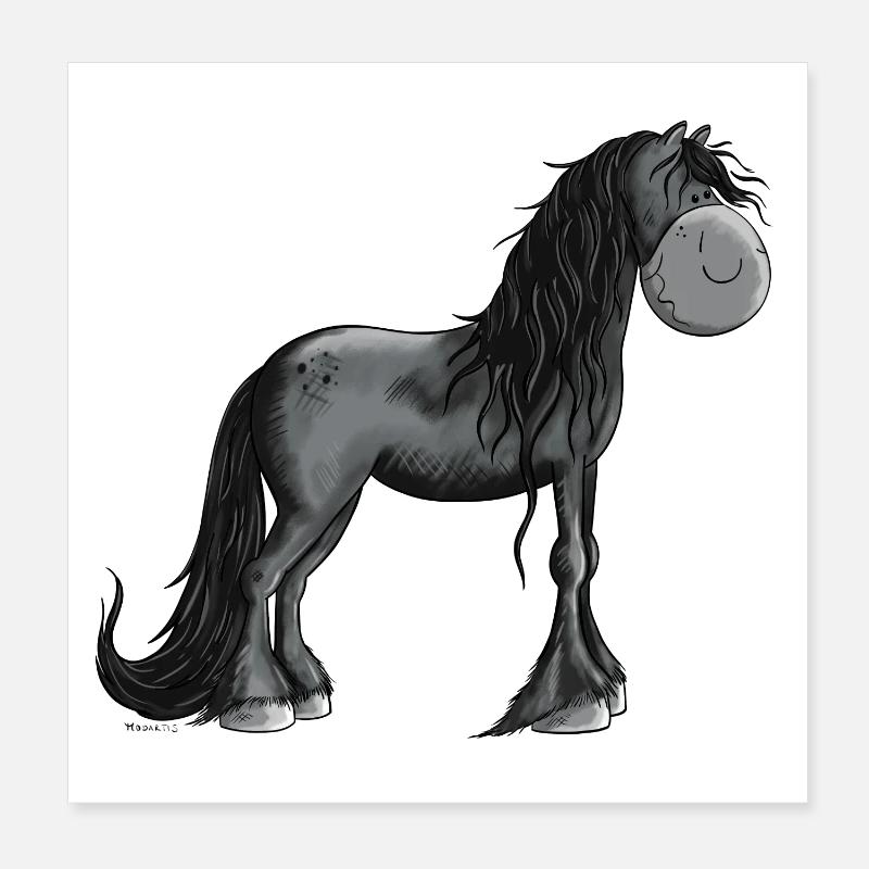 Cheval noir Poster 20 x 20 cm