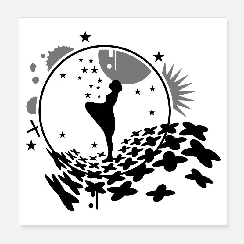 Die Sterntaler Mädchen mit Sterne Poster 20x20 cm