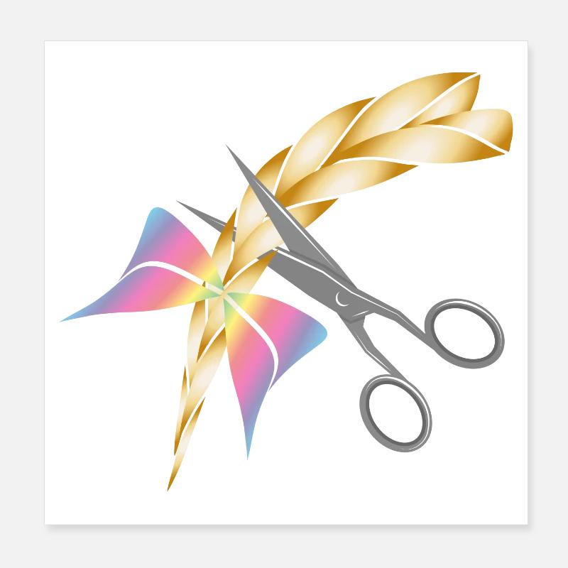 Scissors cut a blonde braid Poster 8" x 8" (20x20 cm)