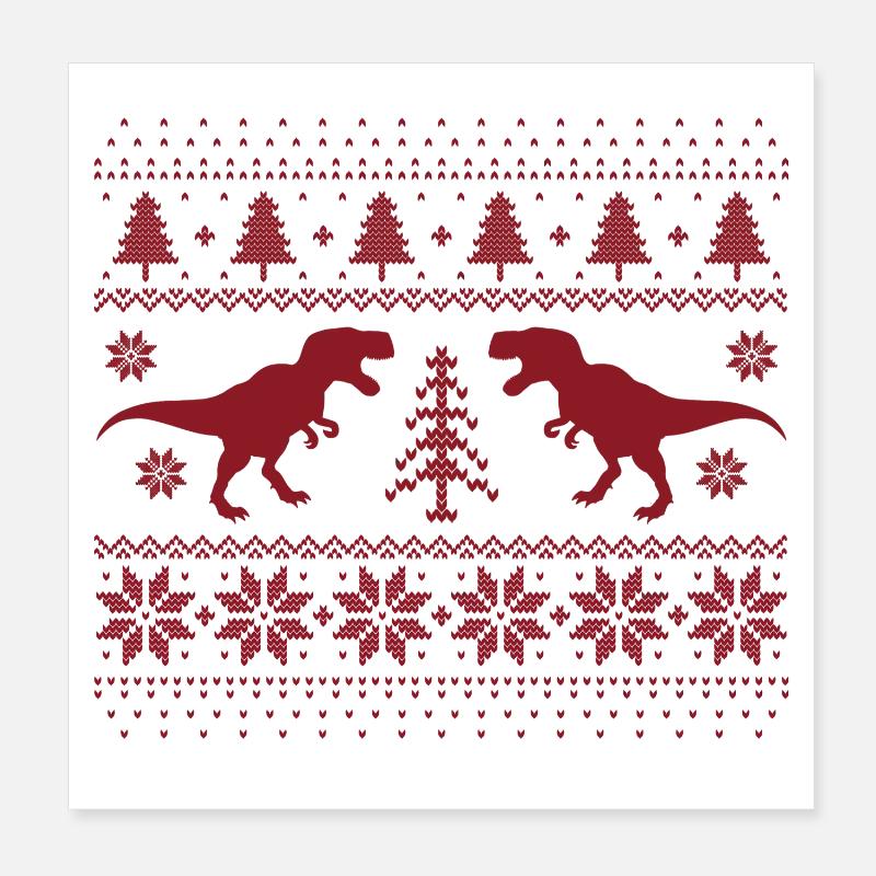 Dinosaurier-Weihnachtspullover Poster 20x20 cm