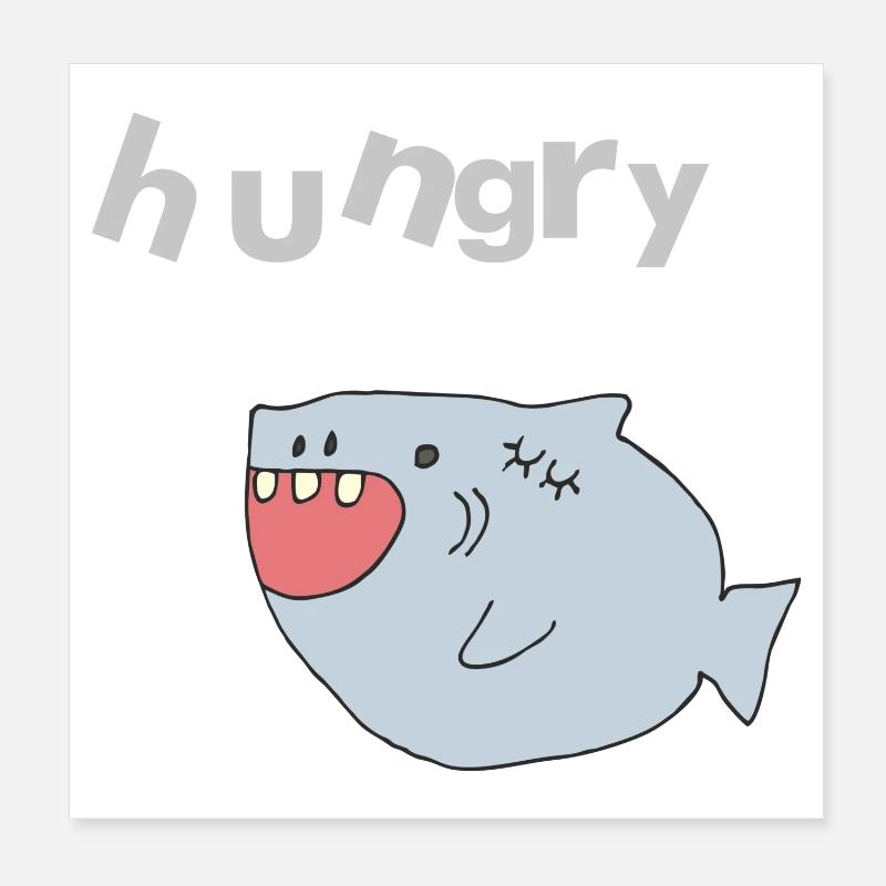 shark hungry Poster 8" x 8" (20x20 cm)