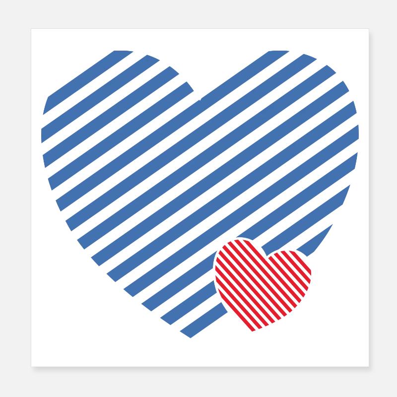 Double Heart - Design textile gift idea Poster 8" x 8" (20x20 cm)