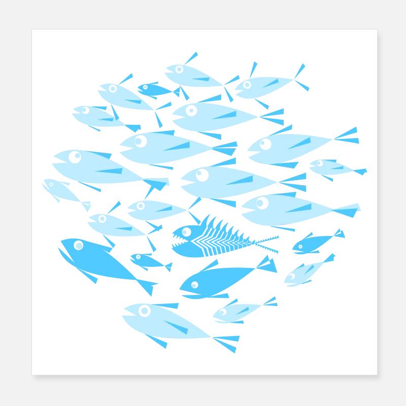 poisson Cyan Poster 20 x 20 cm