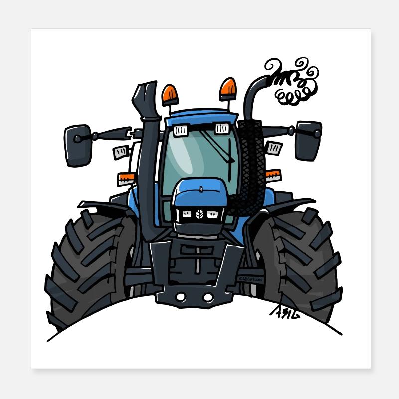 0448 BlueTractor TS115 Poster 20 x 20 cm