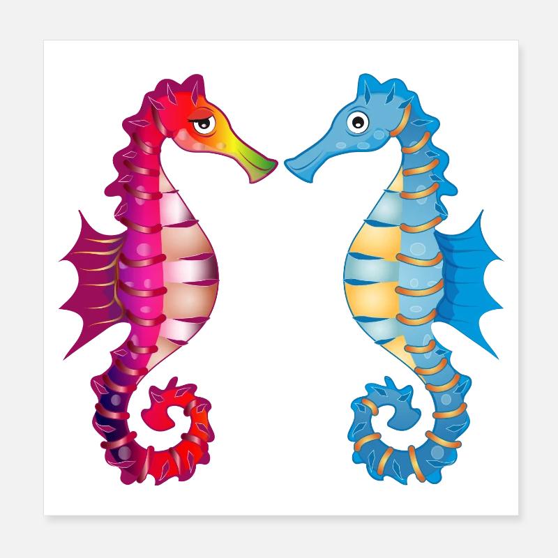 Deux hippocampes enchanteurs unis dans l’amour Poster 20 x 20 cm