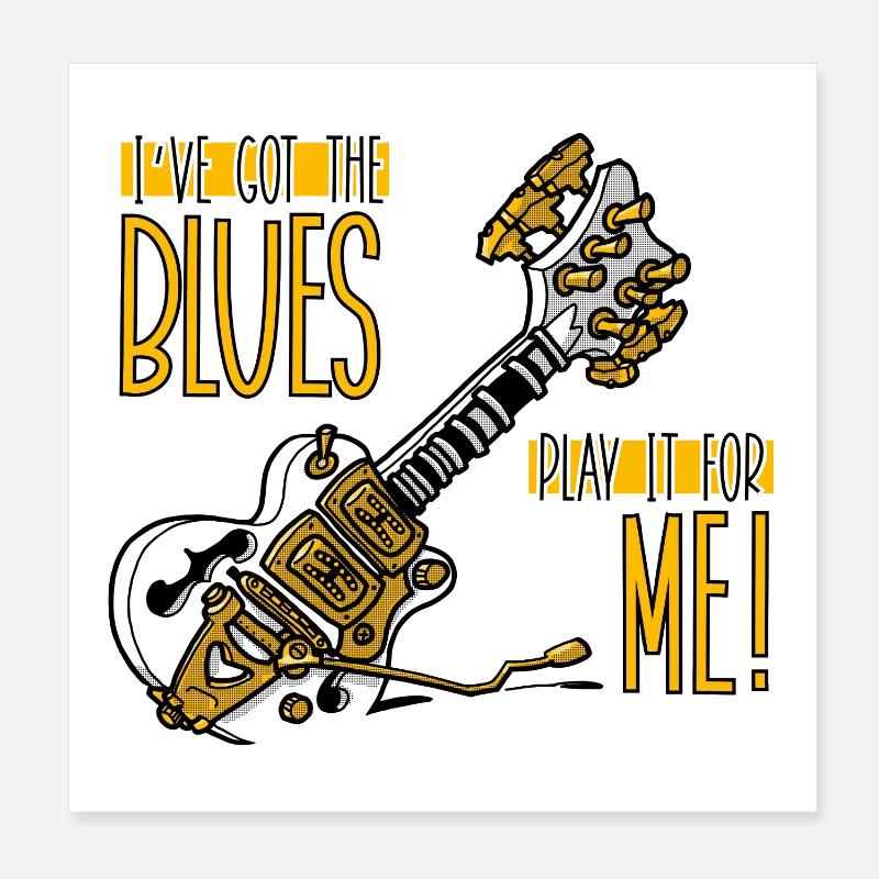 Guitar play it for me Poster 8" x 8" (20x20 cm)