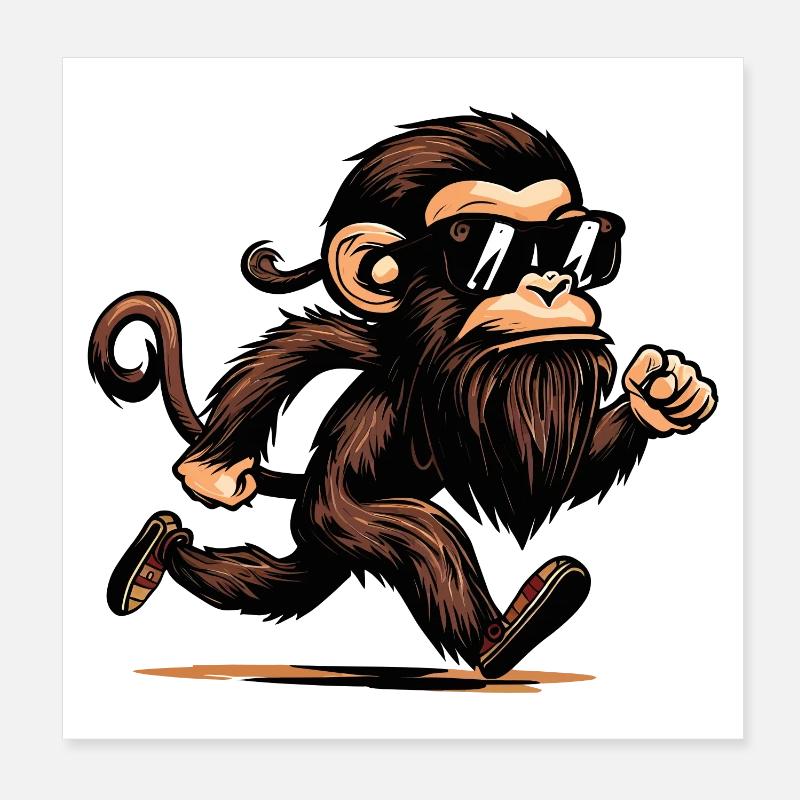 Running Monkey Poster 8" x 8" (20x20 cm)