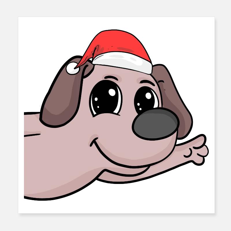 Chien Chiens de Noël Poster 20 x 20 cm