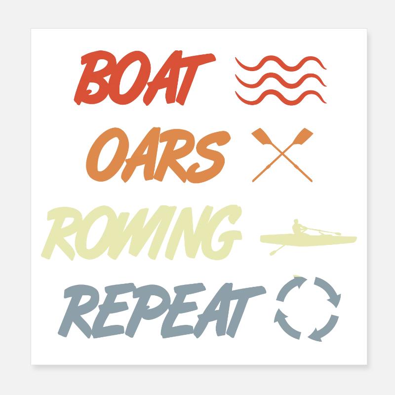 Bateau Rames Aviron Répéter Poster 20 x 20 cm