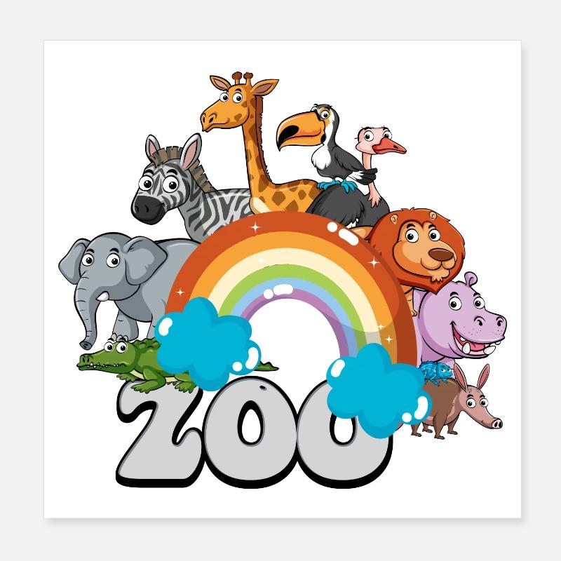 Rainbow Zoo Parade Poster 8" x 8" (20x20 cm)