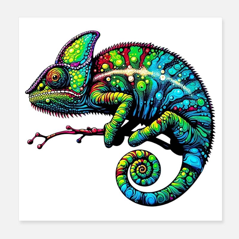 Chameleon - Poster 8" x 8" (20x20 cm) - white