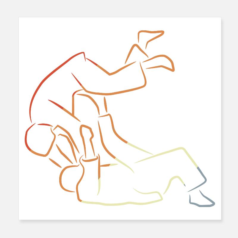 Dessin de combattant de judo Poster 20 x 20 cm