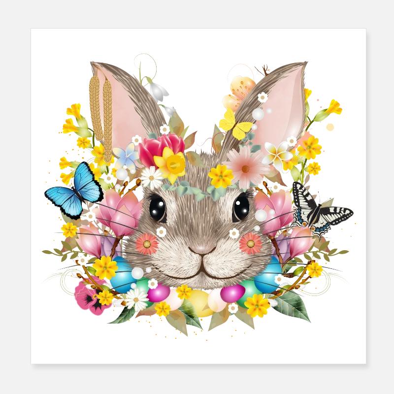 Rabbits in a spring-like Easter ambience Poster 8" x 8" (20x20 cm)
