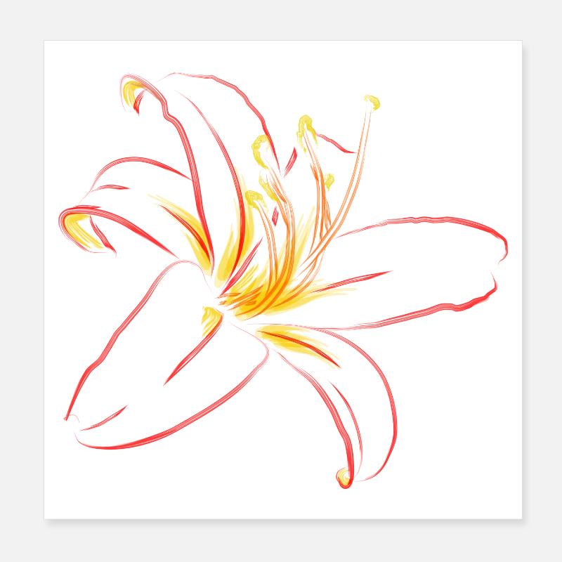 Flame Blossom Line Art Poster 8" x 8" (20x20 cm)