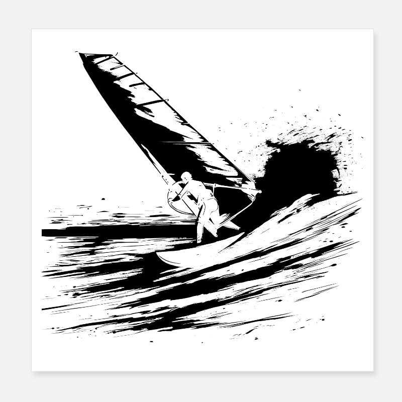 Windsurfen - Poster 20x20 cm - Weiß