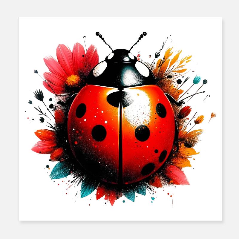 Ladybird Poster 8" x 8" (20x20 cm)