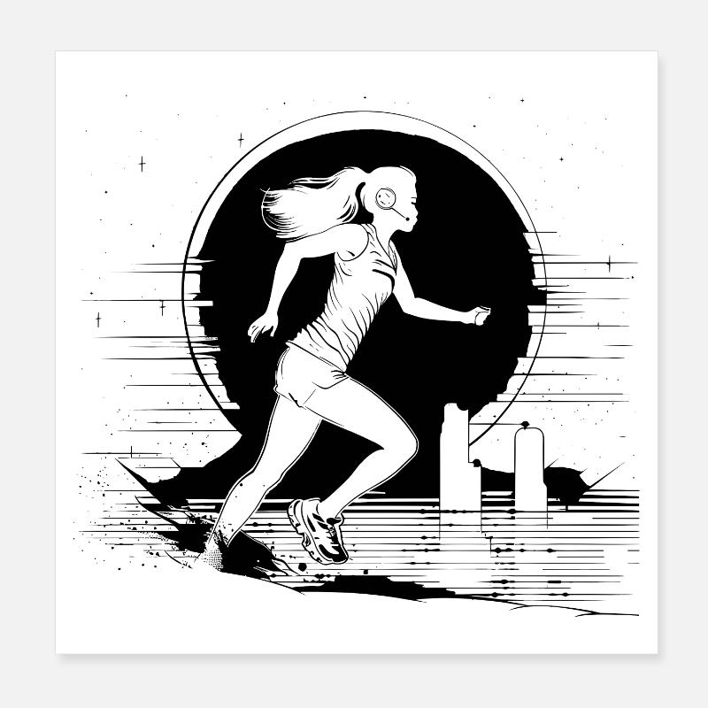 Dessin de coureur Poster 20 x 20 cm