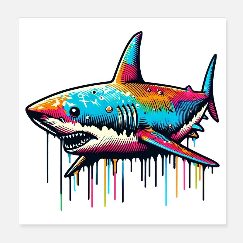Shark Poster 8" x 8" (20x20 cm)