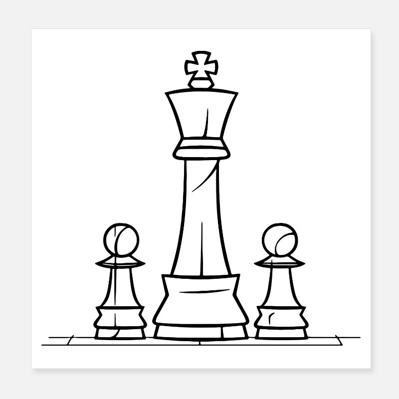 Croquis de pièces d’échecs Poster 20 x 20 cm