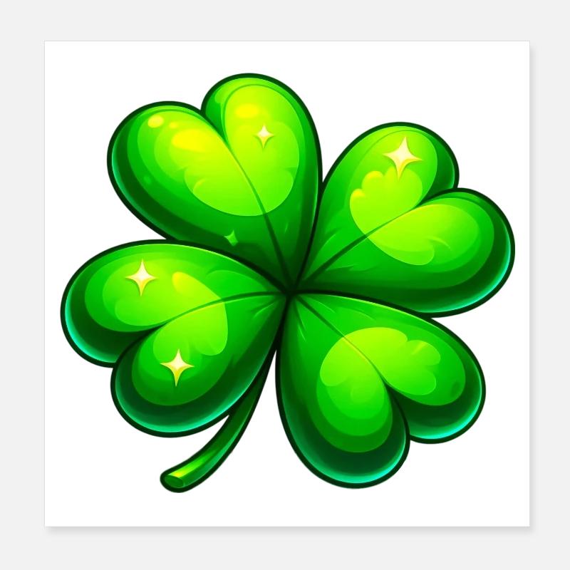 Vierblättriges Kleeblatt Poster 20x20 cm