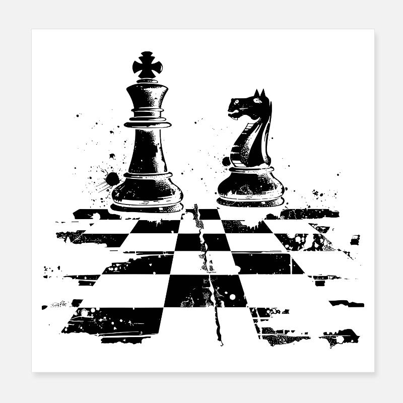 Dames d’échecs et dessin du roi Poster 20 x 20 cm