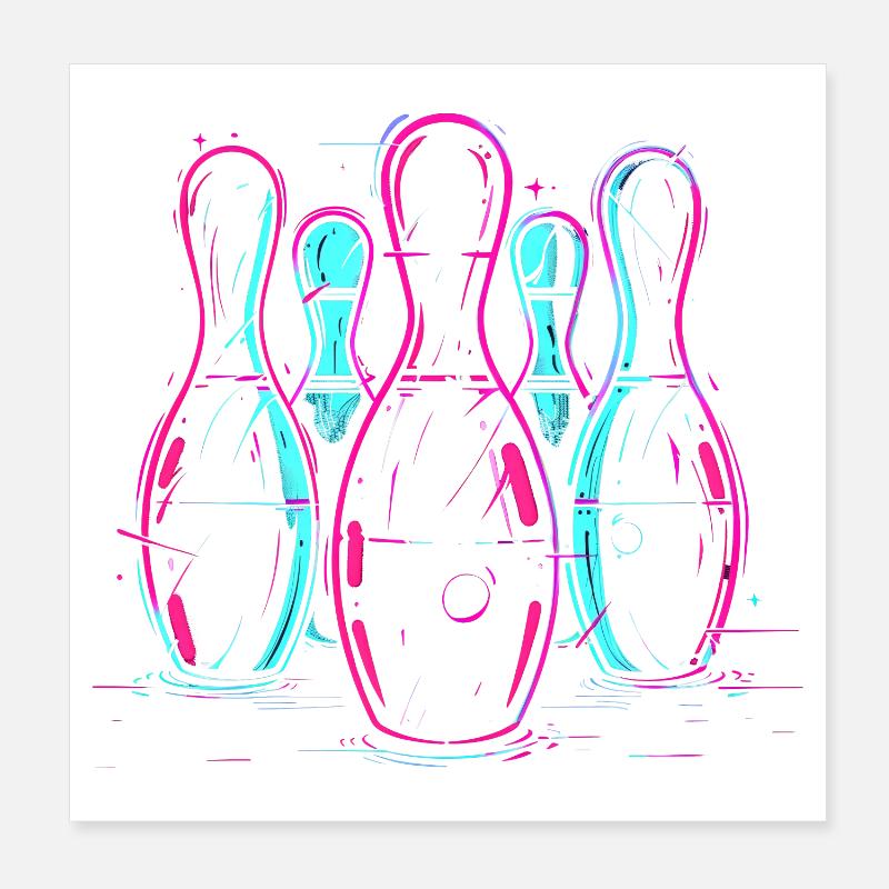 Bowling rétro Synthwave Poster 20 x 20 cm