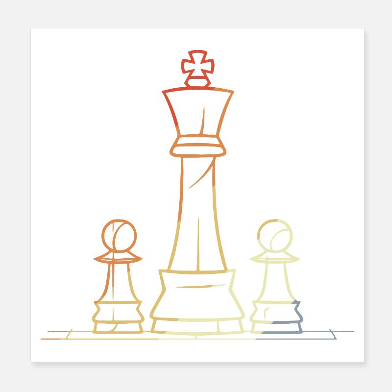 Pièces d’échecs dessin rétro Poster 20 x 20 cm