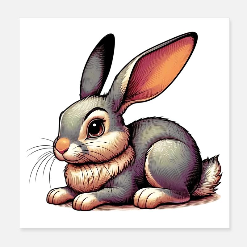 Rabbit Poster 8" x 8" (20x20 cm)