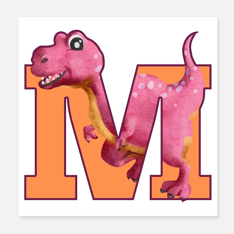 M- DINOSAURIER, Personalisierbar - Poster 20x20 cm - Weiß