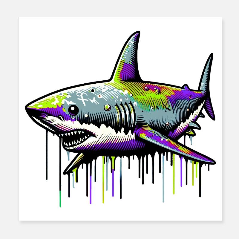 Shark Poster 8" x 8" (20x20 cm)