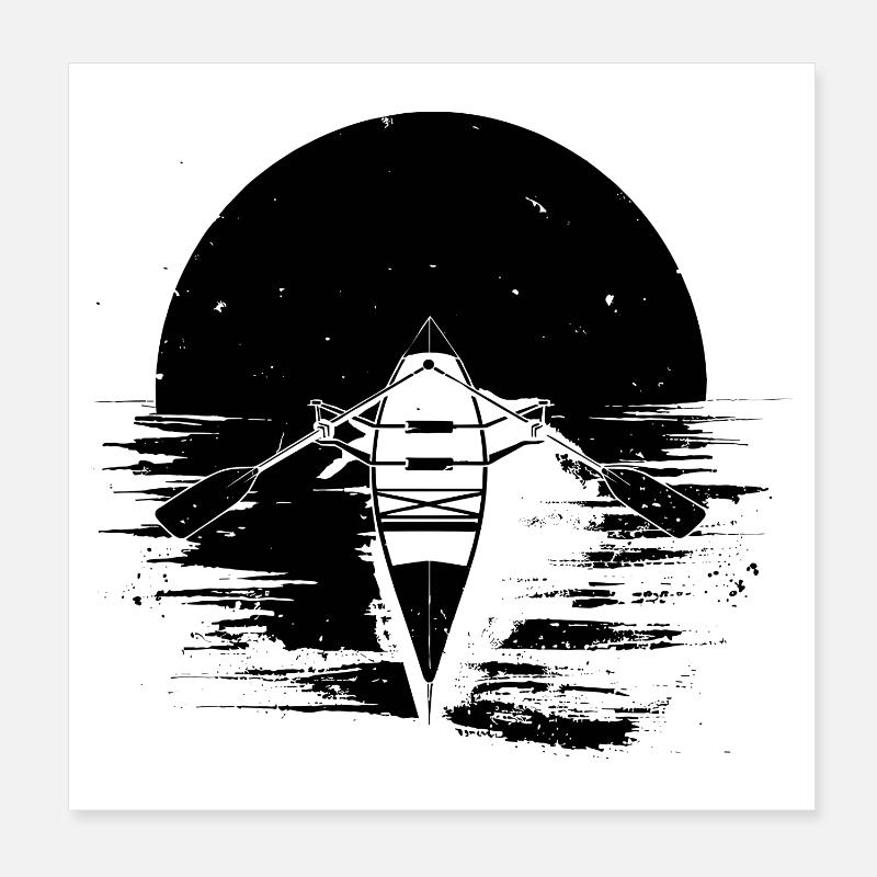 Dessin de bateau à rames Poster 20 x 20 cm