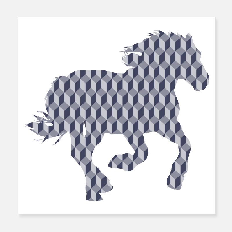 PFERD. HENNE. HAHN. TIER. VOGEL. EINHORN. ERZÄHLUNG Poster 20x20 cm