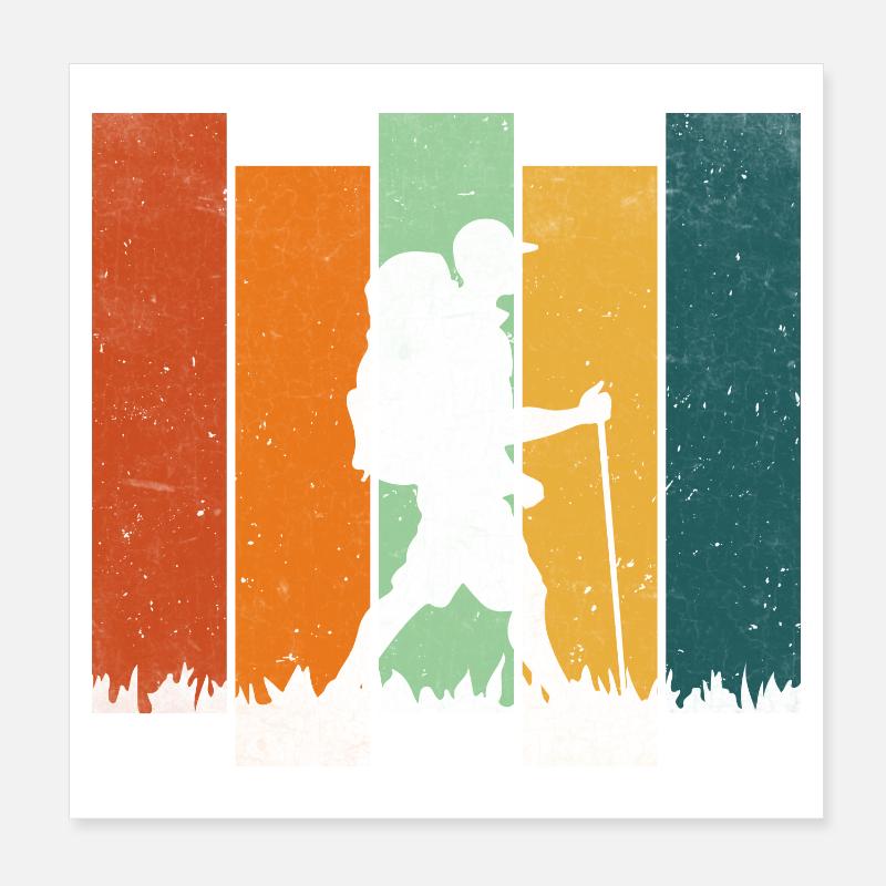 Retro-Wandern Poster 20x20 cm