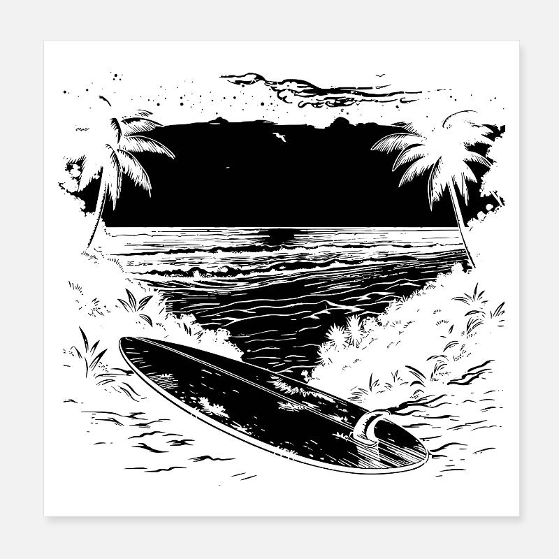 Graphismes de surf Poster 20 x 20 cm