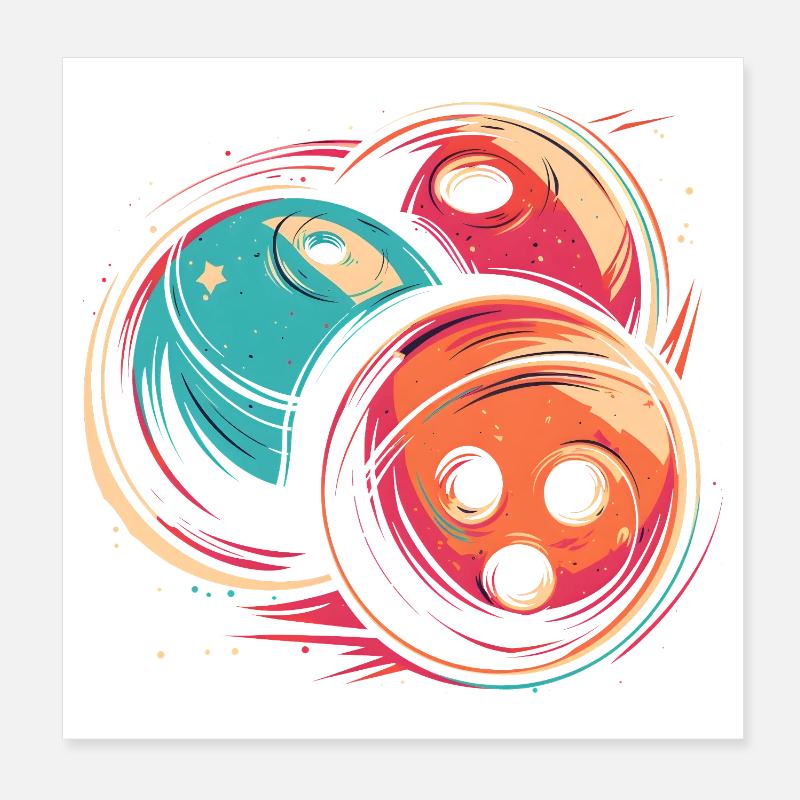 Boules de bowling Synthwave Poster 20 x 20 cm