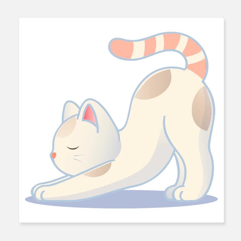 Un chat dans une pose de yoga d’étirement Poster 20 x 20 cm