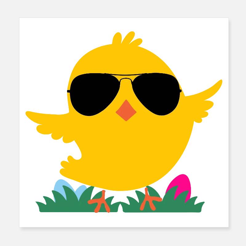 Poussin avec des lunettes de soleil Poster 20 x 20 cm