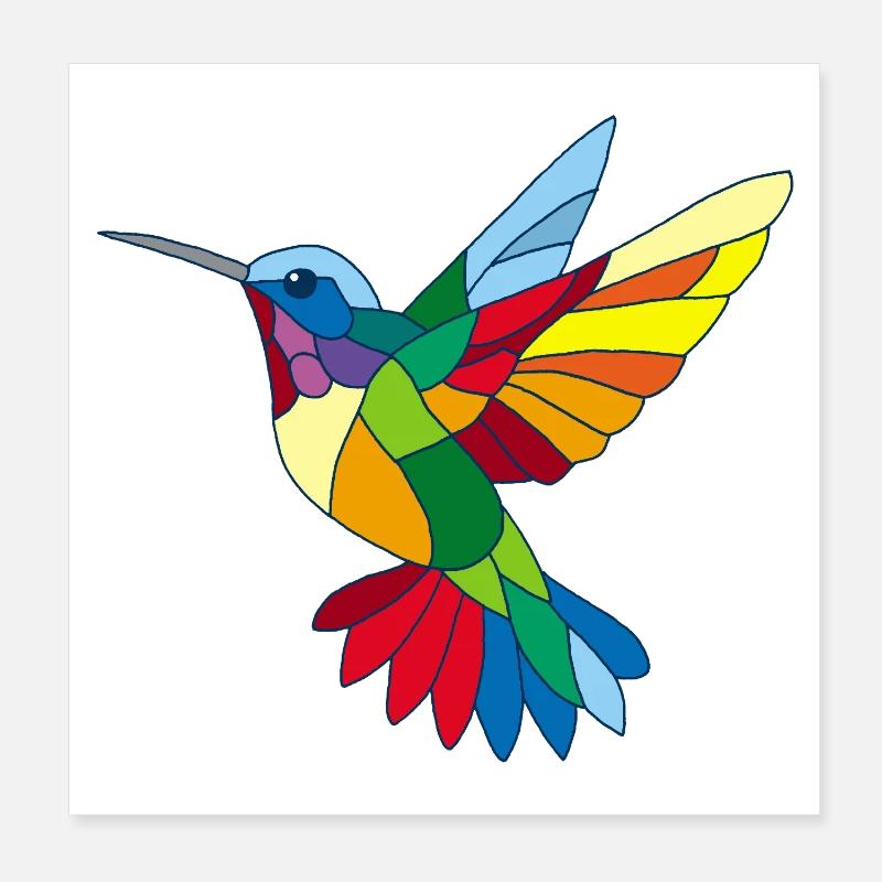 Colibri multicolore Poster 20 x 20 cm