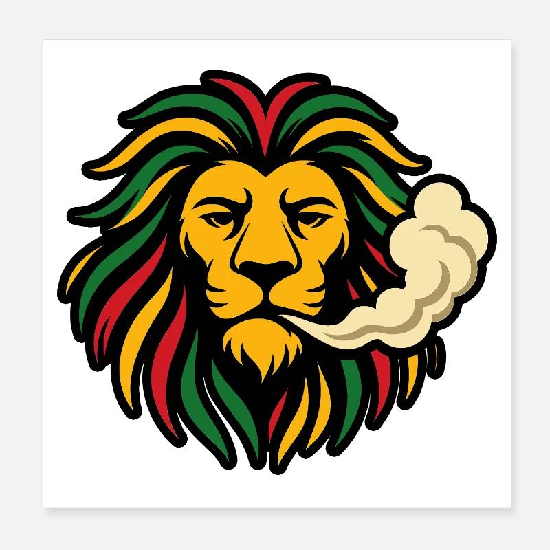 Reggae Lion Rasta Design Poster 8" x 8" (20x20 cm)