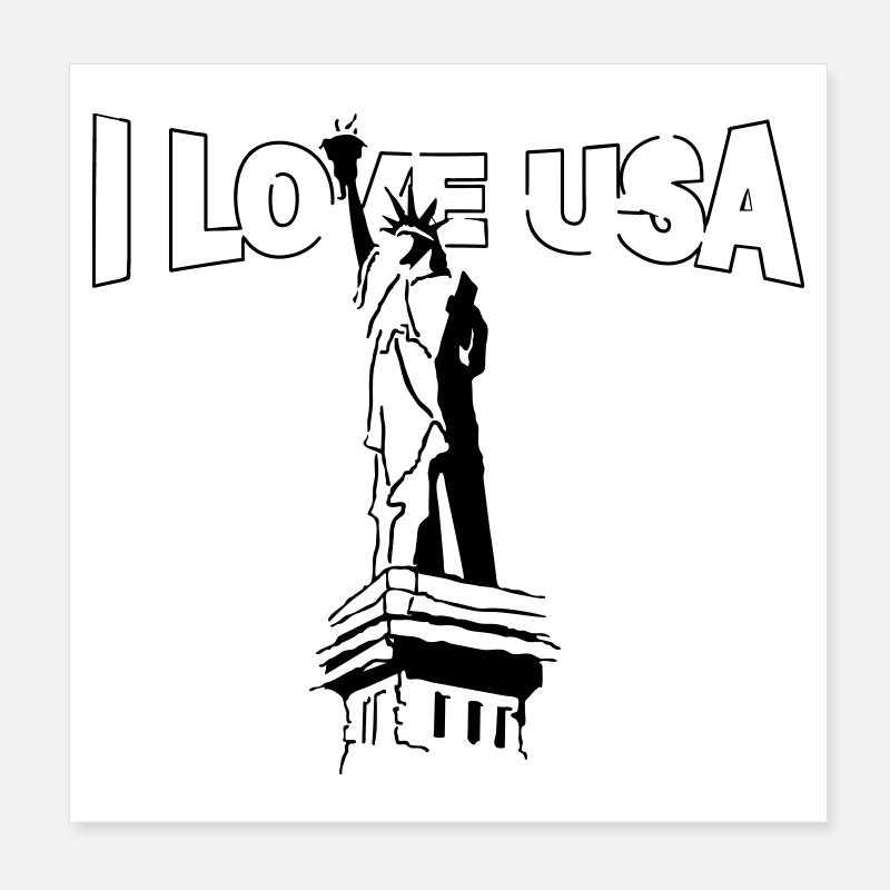 J’adore les États-Unis avec la Statue de la Liberté (graphique vectoriel) Poster 20 x 20 cm